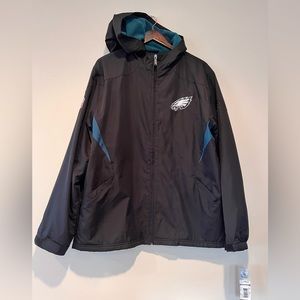 Reebok Philadelphia Eagles NFL Football Jacket Hood Fleece Inside Black XL NWT